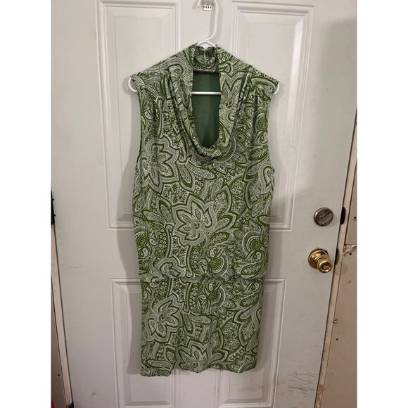 Michael Kors green white sleeveless midi dress size Large - Picture 1 of 7